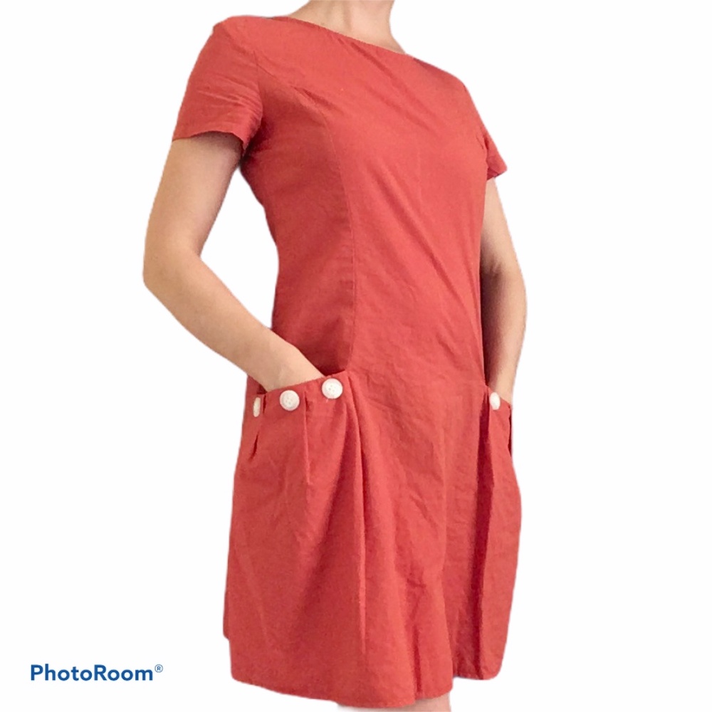 MissLook Orange Shift Dress With POCKETS!